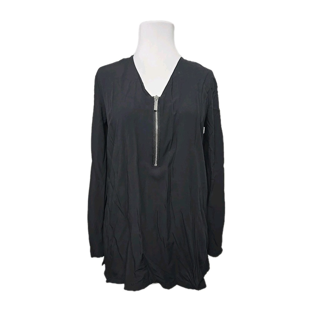 MK Michael Kors Black Rayon Zippered Tunic Top Small